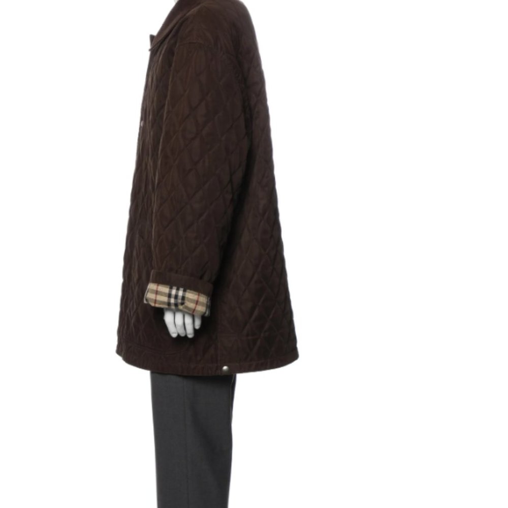 Burberry London Mens Brown Quilted Nova Check Lining Corduroy Collar Jacket XL - Picture 2 of 7